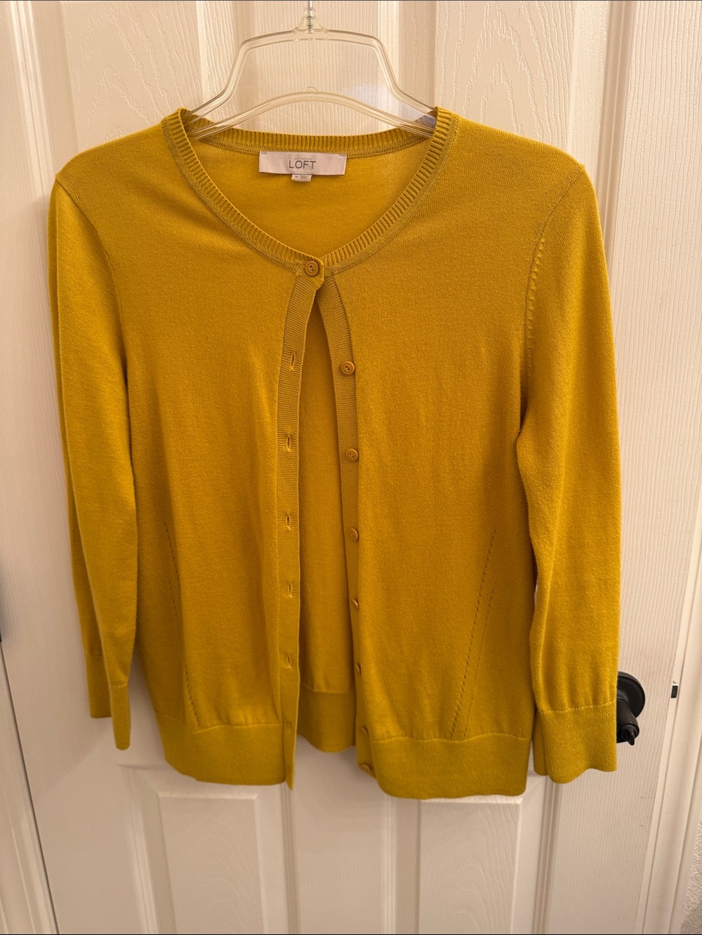 LOFT Mustard Yellow Lightweight Button-Front Cardigan